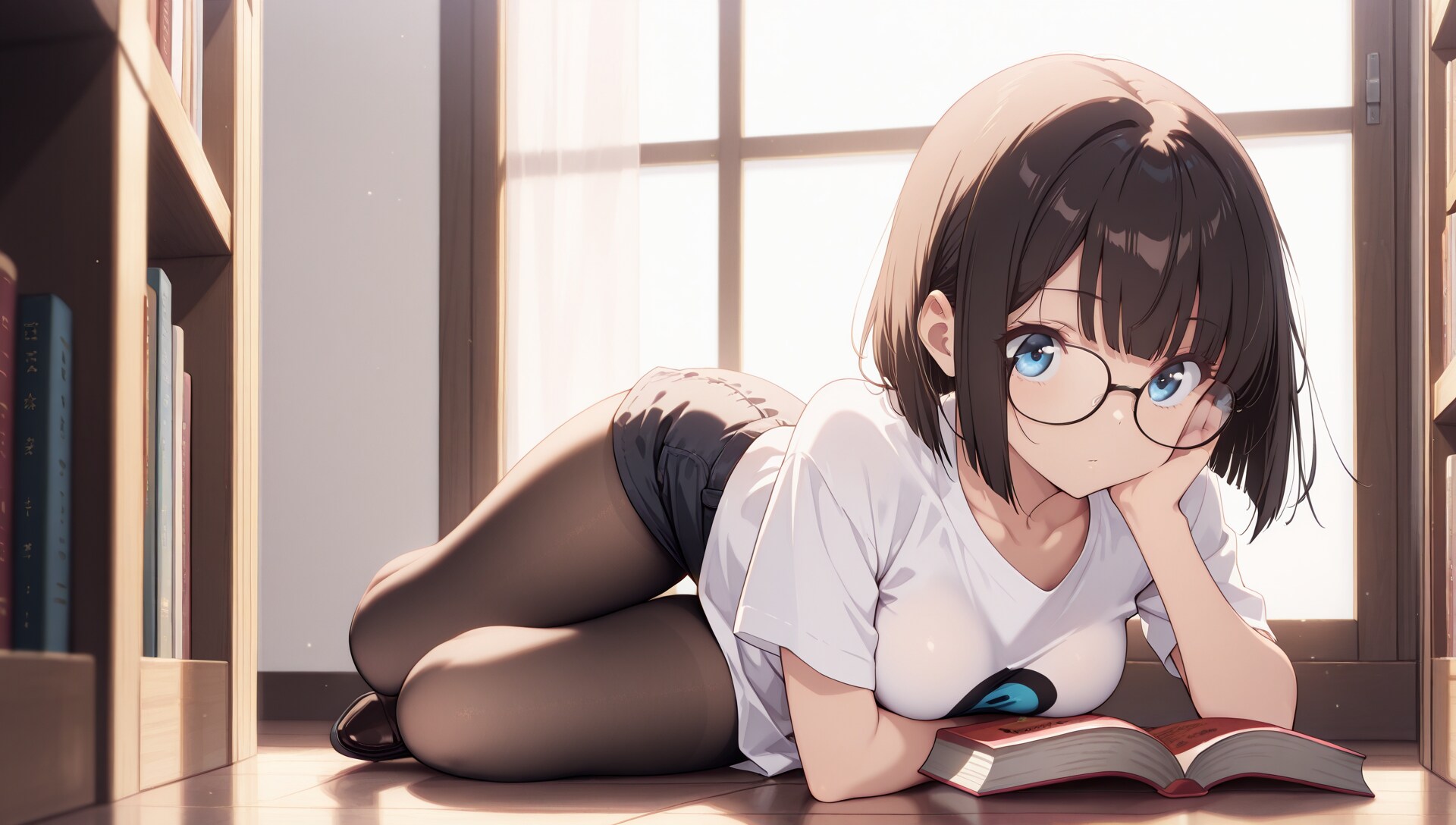 むっちり太もも巨乳の美少女が本を読む