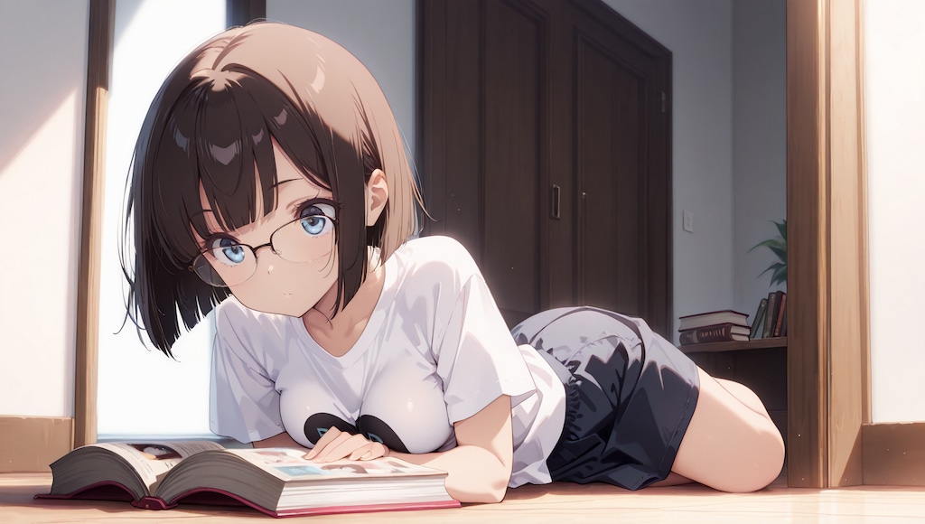 むっちり太もも巨乳の美少女が本を読む