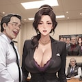 会議室で男たちに囲まれるスーツ美女…後ろ姿がエグい 3枚目