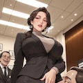 会議室で男たちに囲まれるスーツ美女…後ろ姿がエグい 5枚目