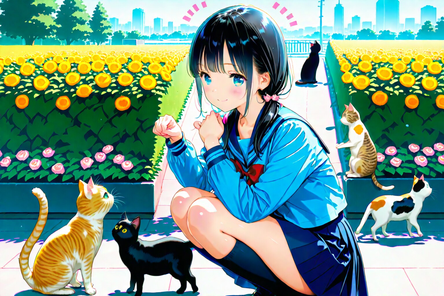 猫と黒髪の少女(DRAGON)(5) | の人気AIイラスト・グラビア