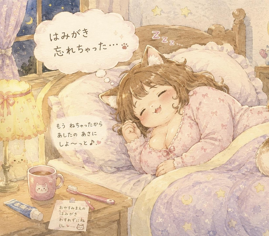 はみがきわすれておねむなけものむちむちおねえさん