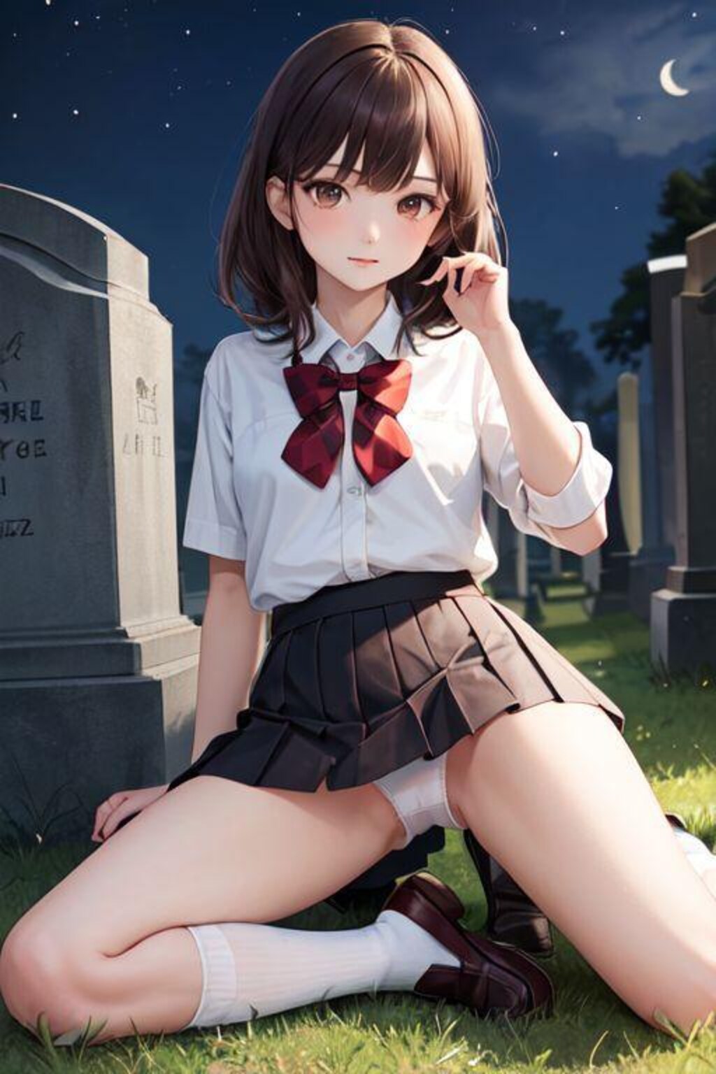 お墓でパンチラ