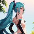 初音ミクです。020_ビキニで公園『あっちに行けって、…わかったわよ。』（イラスト風） 8枚目
