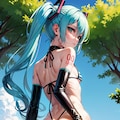 初音ミクです。020_ビキニで公園『あっちに行けって、…わかったわよ。』（イラスト風） 10枚目