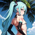 初音ミクです。020_ビキニで公園『あっちに行けって、…わかったわよ。』（イラスト風） 3枚目