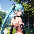 初音ミクです。020_ビキニで公園『あっちに行けって、…わかったわよ。』（イラスト風） 12枚目