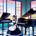 [猫のご主人様とメイドの私]空いた時間はピアノでも(NovelAI) 4枚目