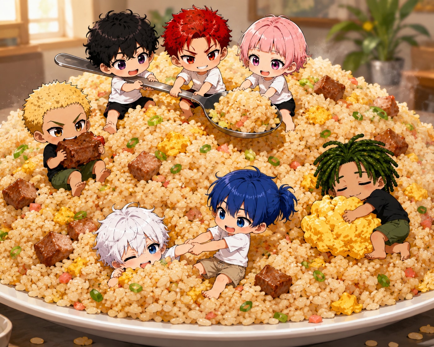 【チビっ子軍団】特盛り炒飯に全力突撃!!