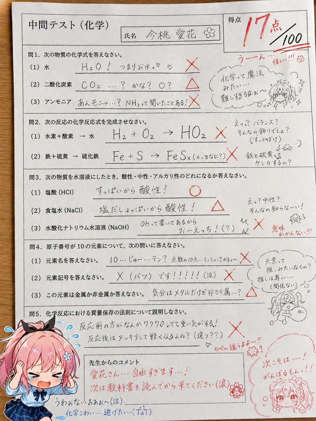 中間テストの答案