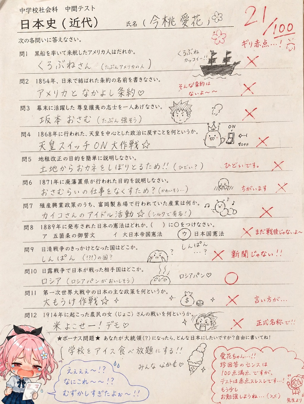 中間テストの答案