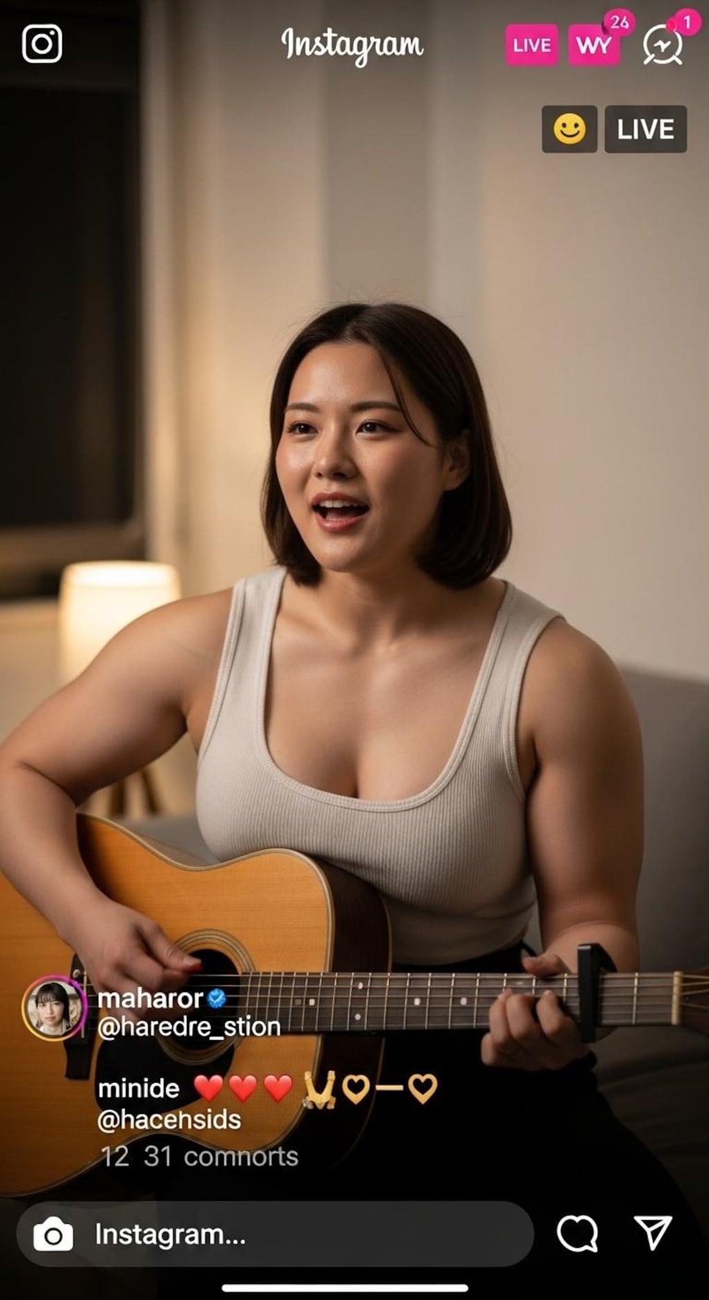 自分の魅力をよく理解している女性の弾き語りインスタライブ（ややむっちり編）