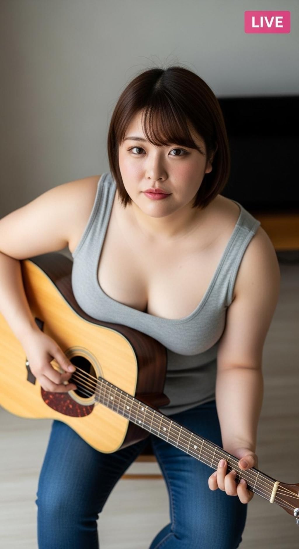 自分の魅力をよく理解している女性の弾き語りインスタライブ（ややむっちり編）