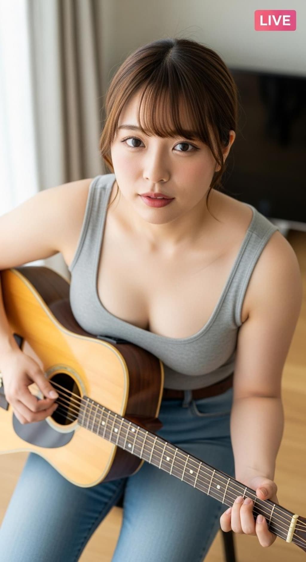 自分の魅力をよく理解している女性の弾き語りインスタライブ（ややむっちり編）
