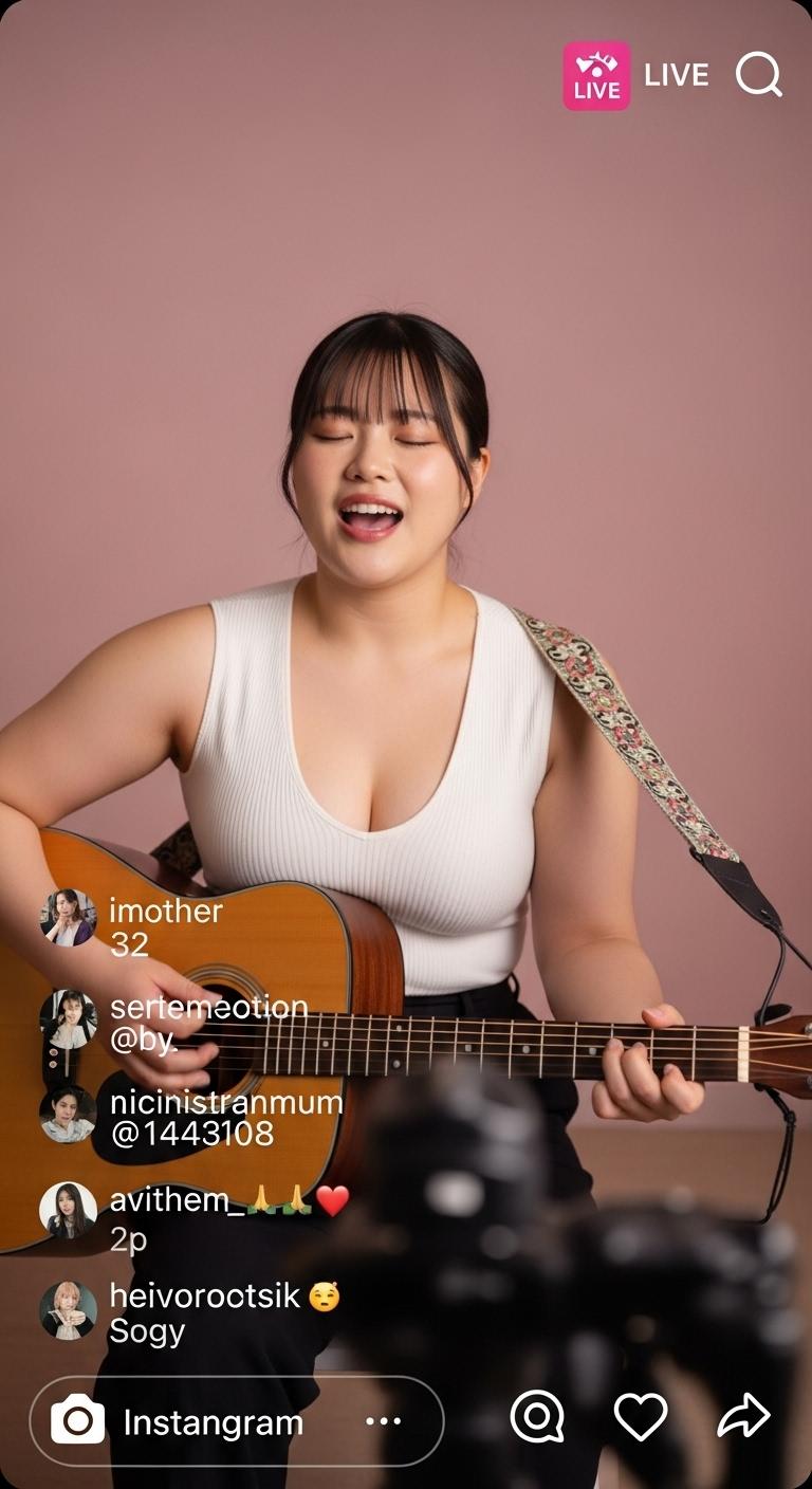 自分の魅力をよく理解している女性の弾き語りインスタライブ（ややむっちり編）