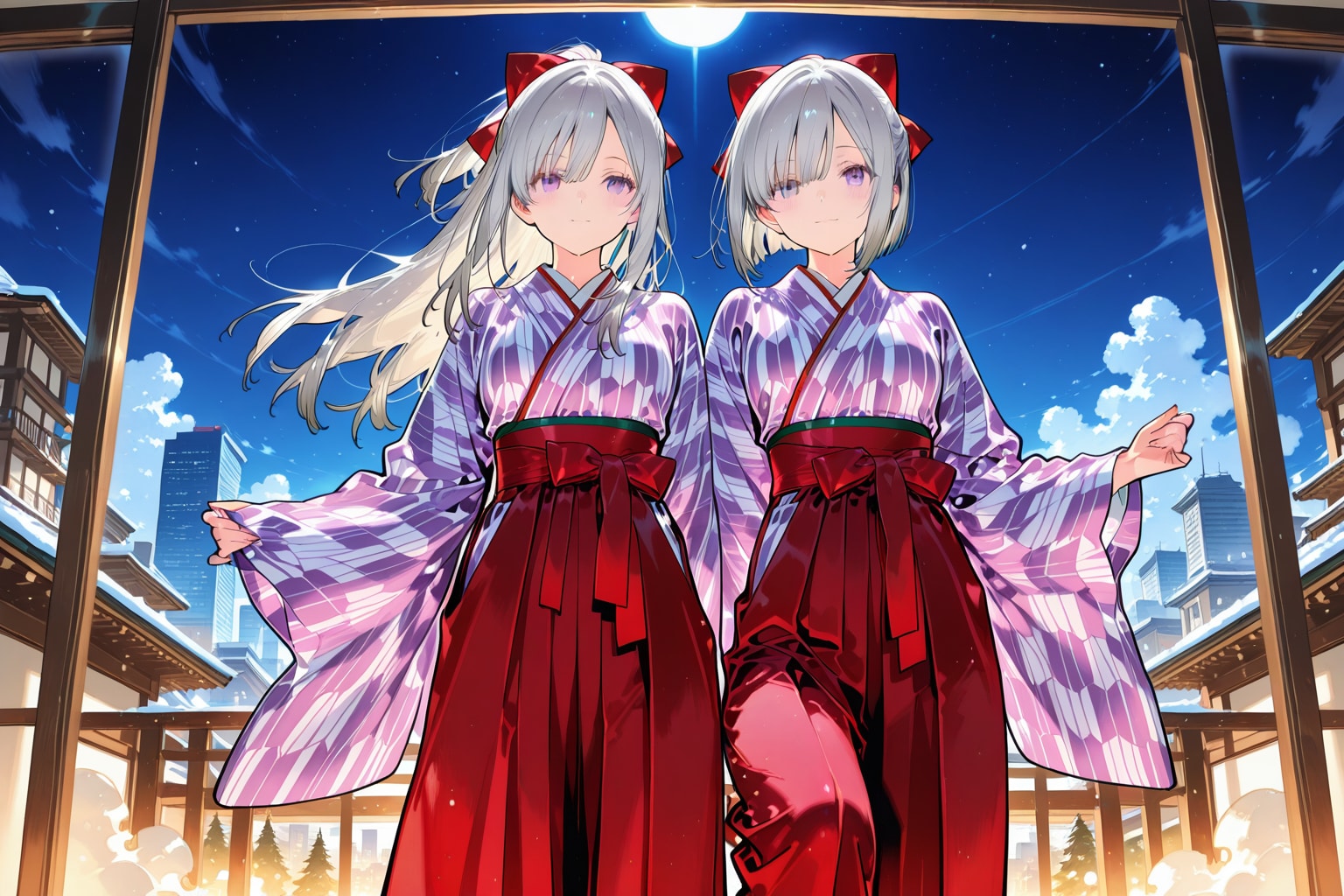 銀髪双子ちゃん和装 | の人気AIイラスト・グラビア