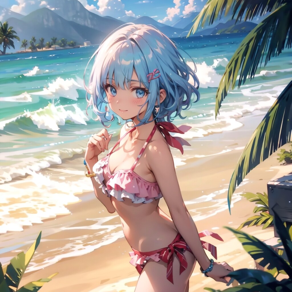 ピンクのフリル水着