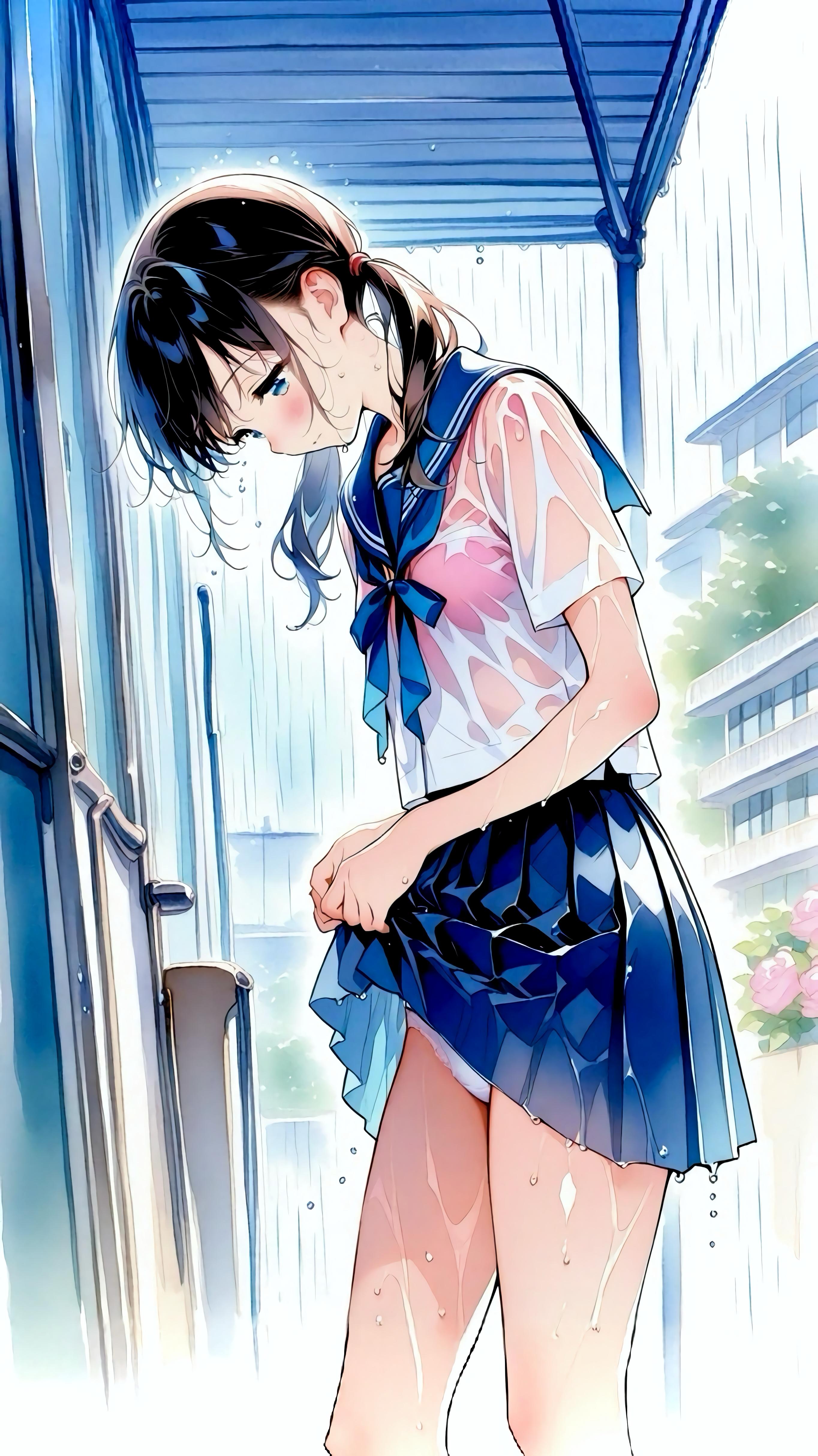 雨に濡れて