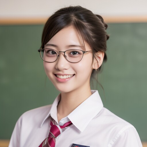 メガネ学生美女