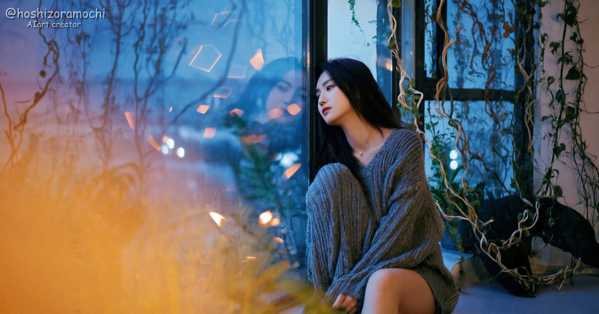 窓辺の憂鬱、青い夜に溶けていく 🌙✨