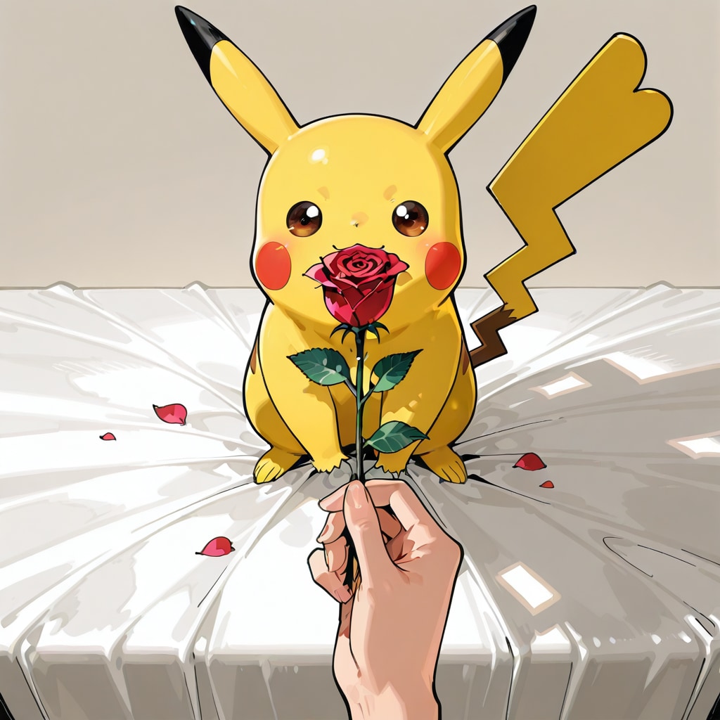 ピカチュウから薔薇を貰った