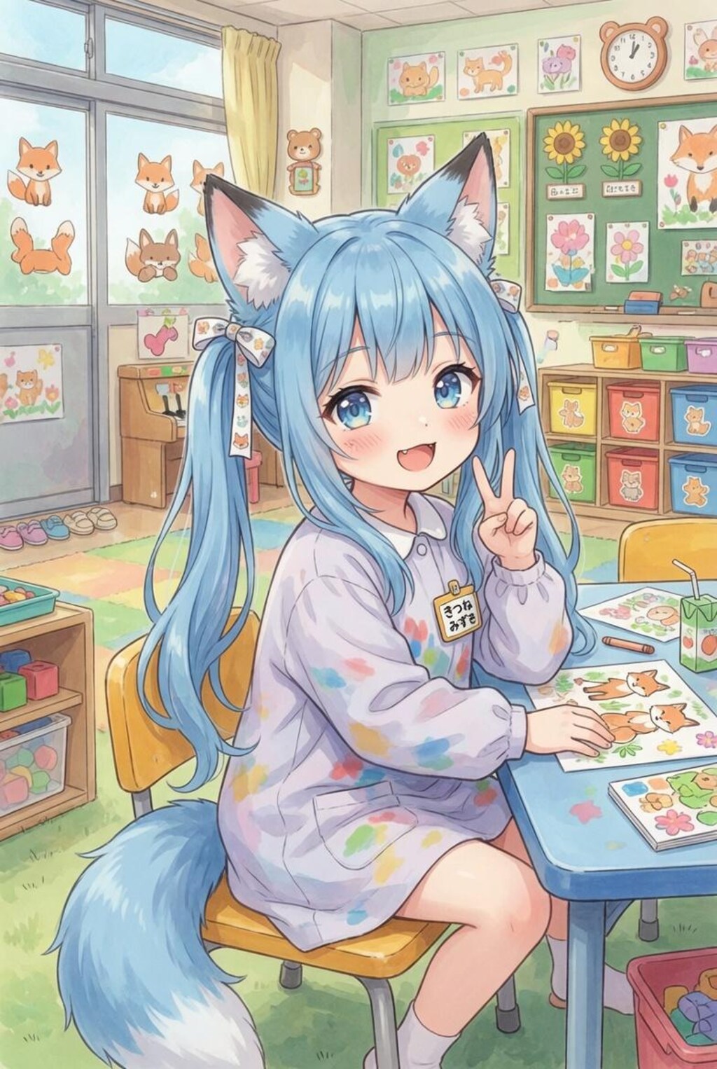 青髪狐耳娘
