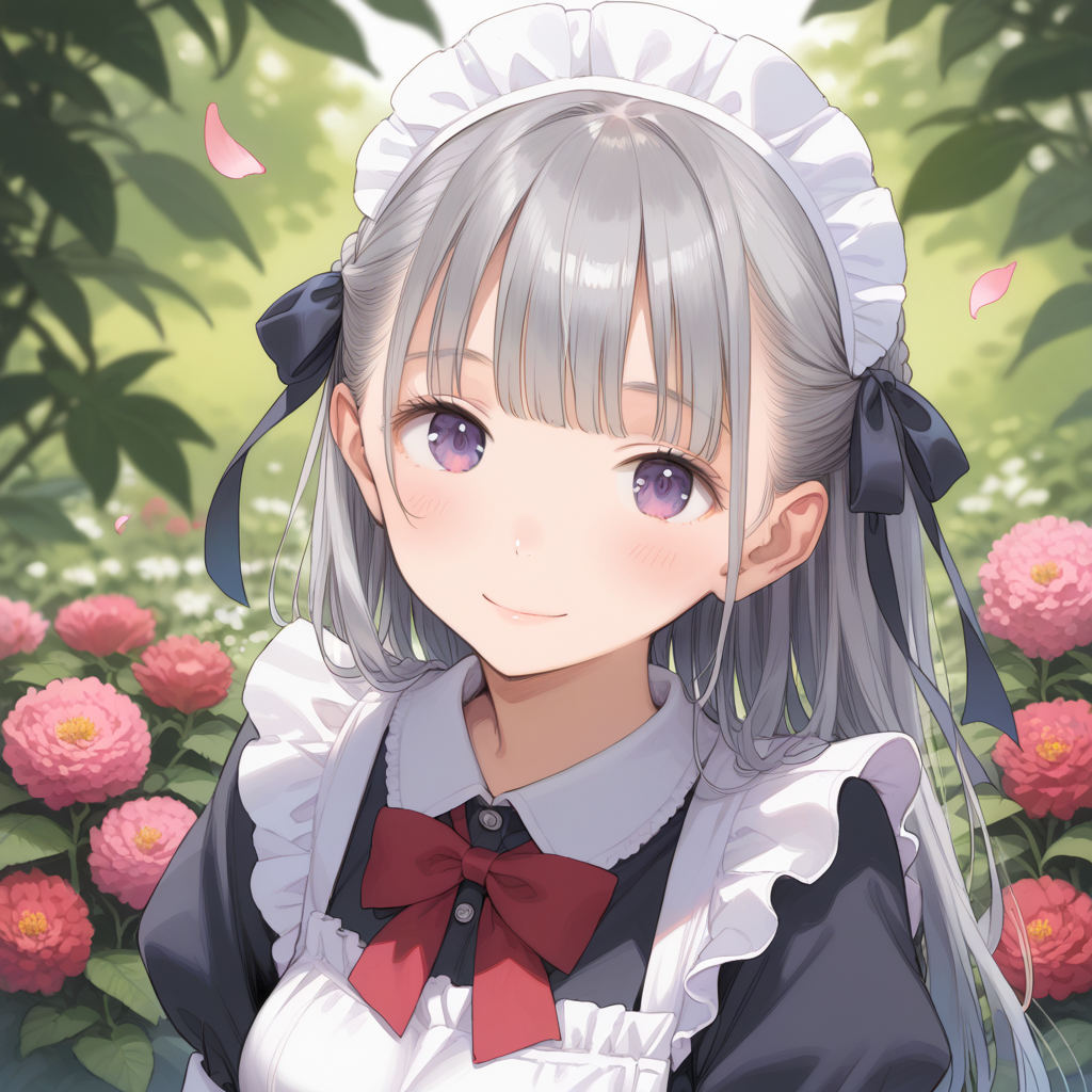 お花畑とメイドさん | の人気AIイラスト・グラビア