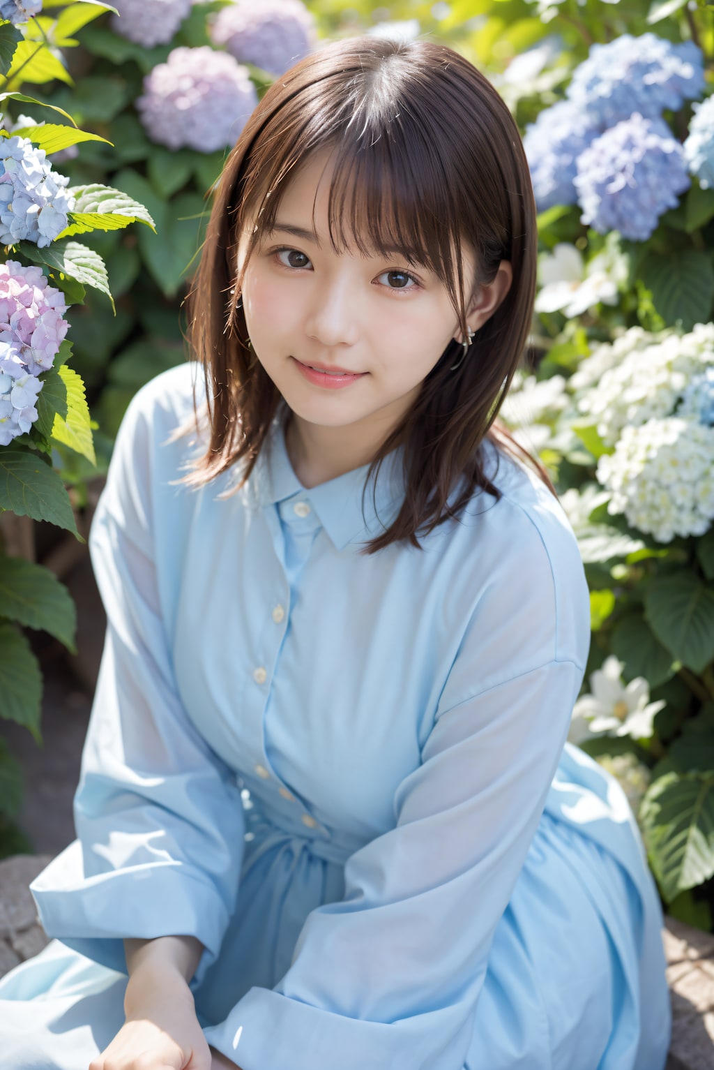 紫陽花と女の子