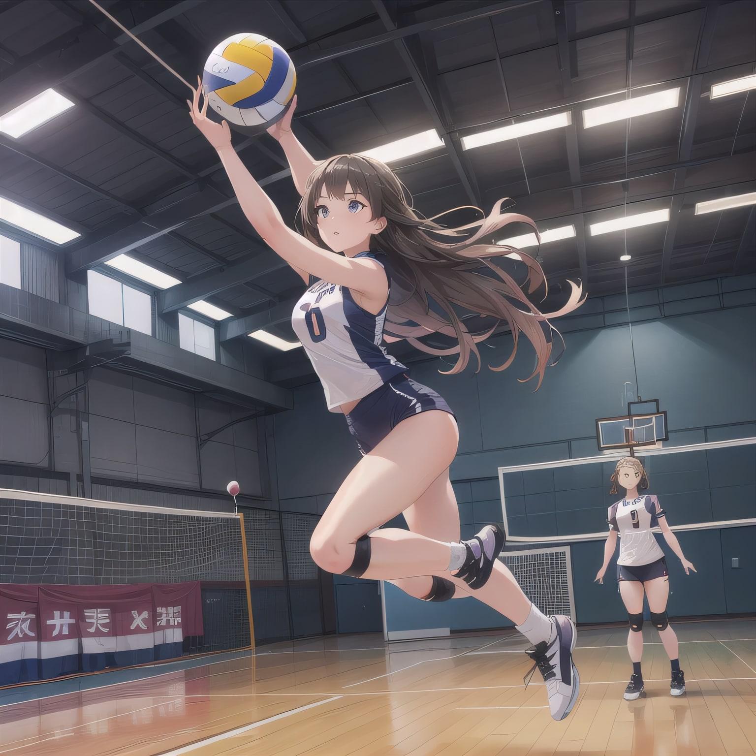 黒髪ロングでユニフォームの少女５５ | の人気AIイラスト・グラビア