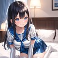 白＆青メタリックセーラー服長手袋サイハイソックス 7枚目