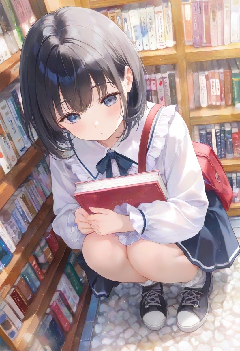 図書館で出会った少女(水彩タッチ)(5)
