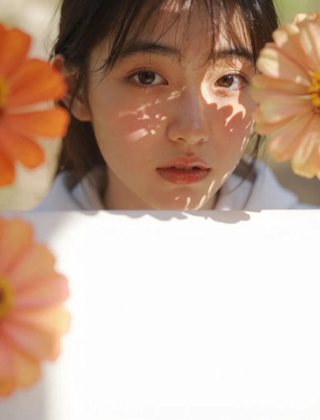 花と強烈な光と