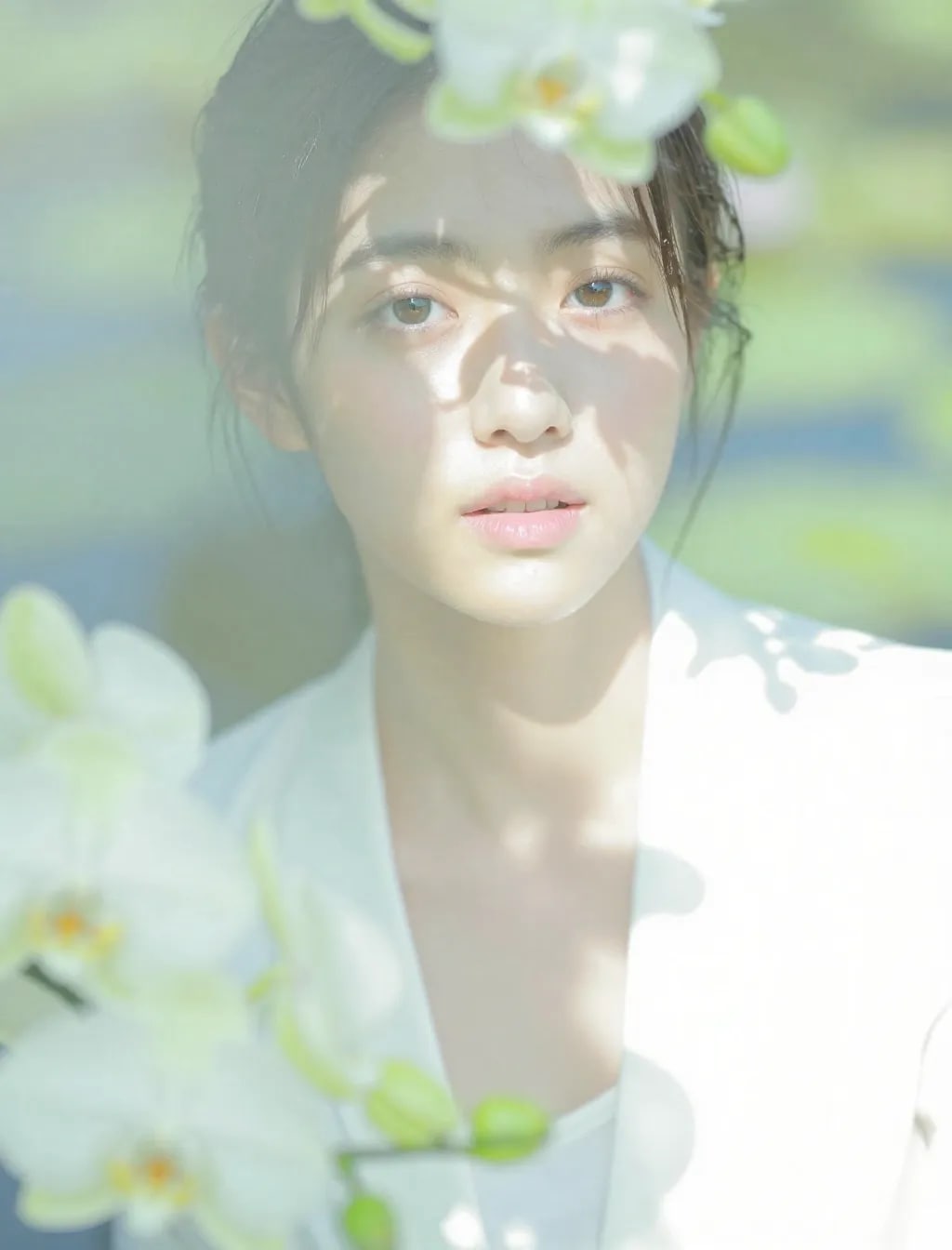 花と強烈な光と