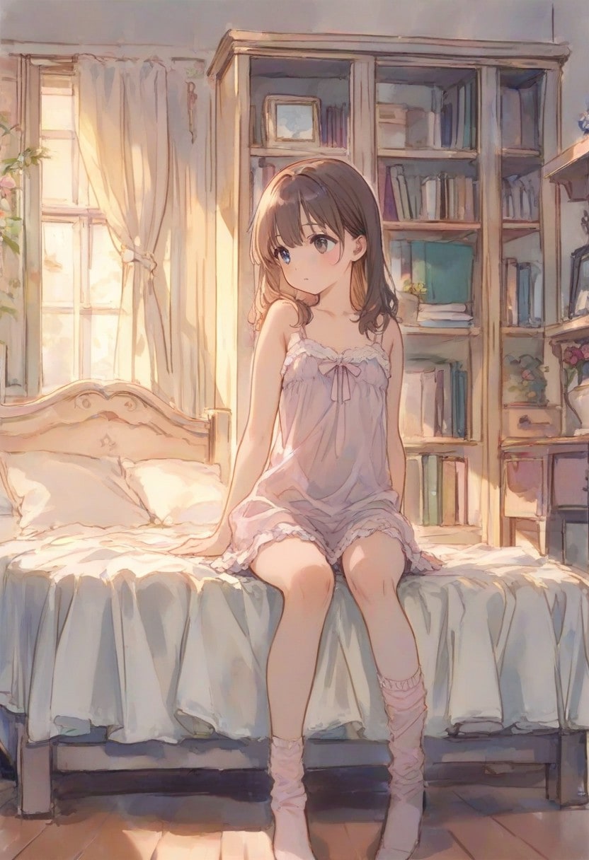 少女の部屋(水彩タッチ)(134)☆☆☆ | の人気AIイラスト・グラビア