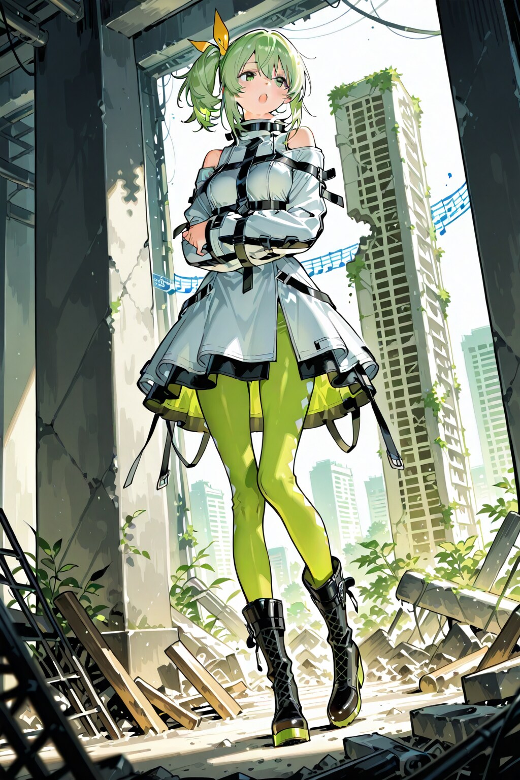 退廃的な雰囲気のMVを撮影するきみどりちゃん | の人気AIイラスト・グラビア