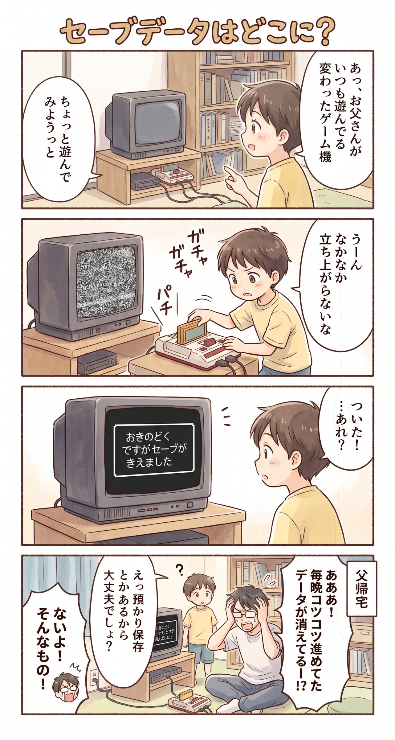 #143 ゆる日常4コマ「セーブデータはどこに？」 | の人気AIイラスト・グラビア