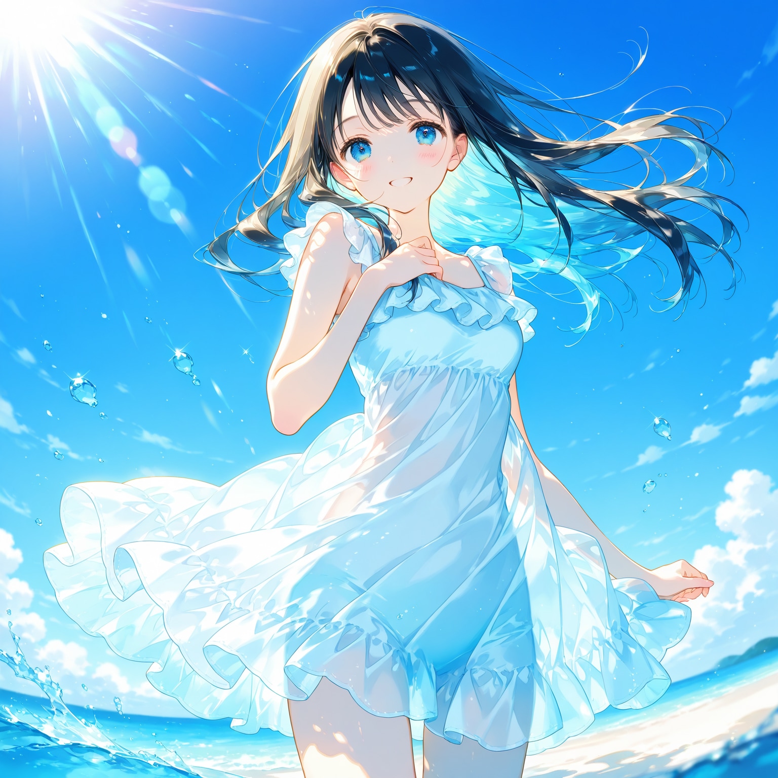 海辺の少女 | の人気AIイラスト・グラビア