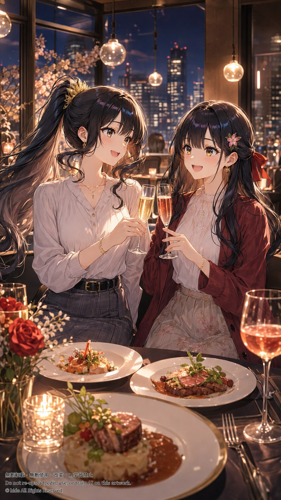 🥂 夜景に乾杯 | の人気AIイラスト・グラビア