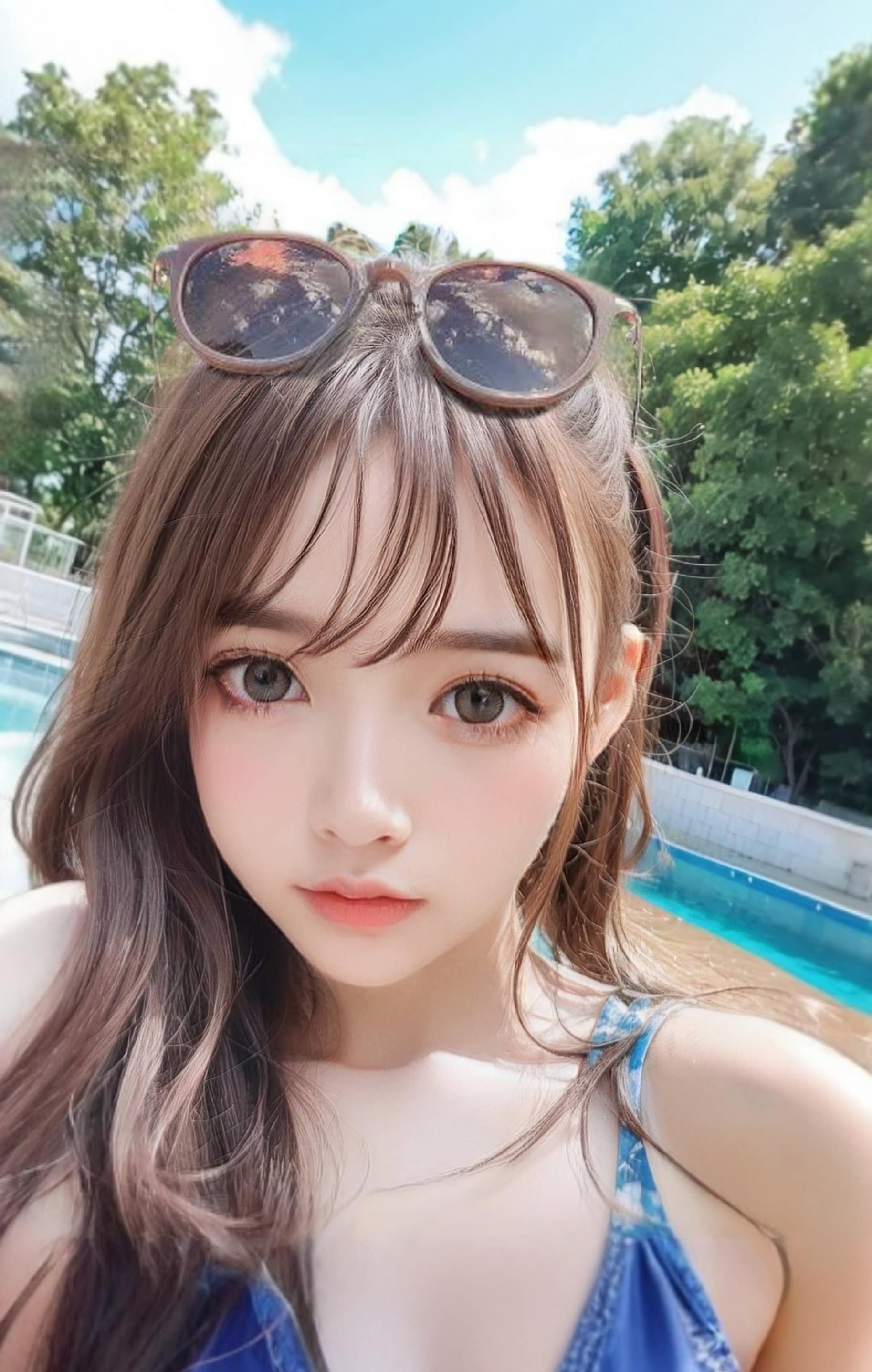 サングラスを頭に乗せた少女