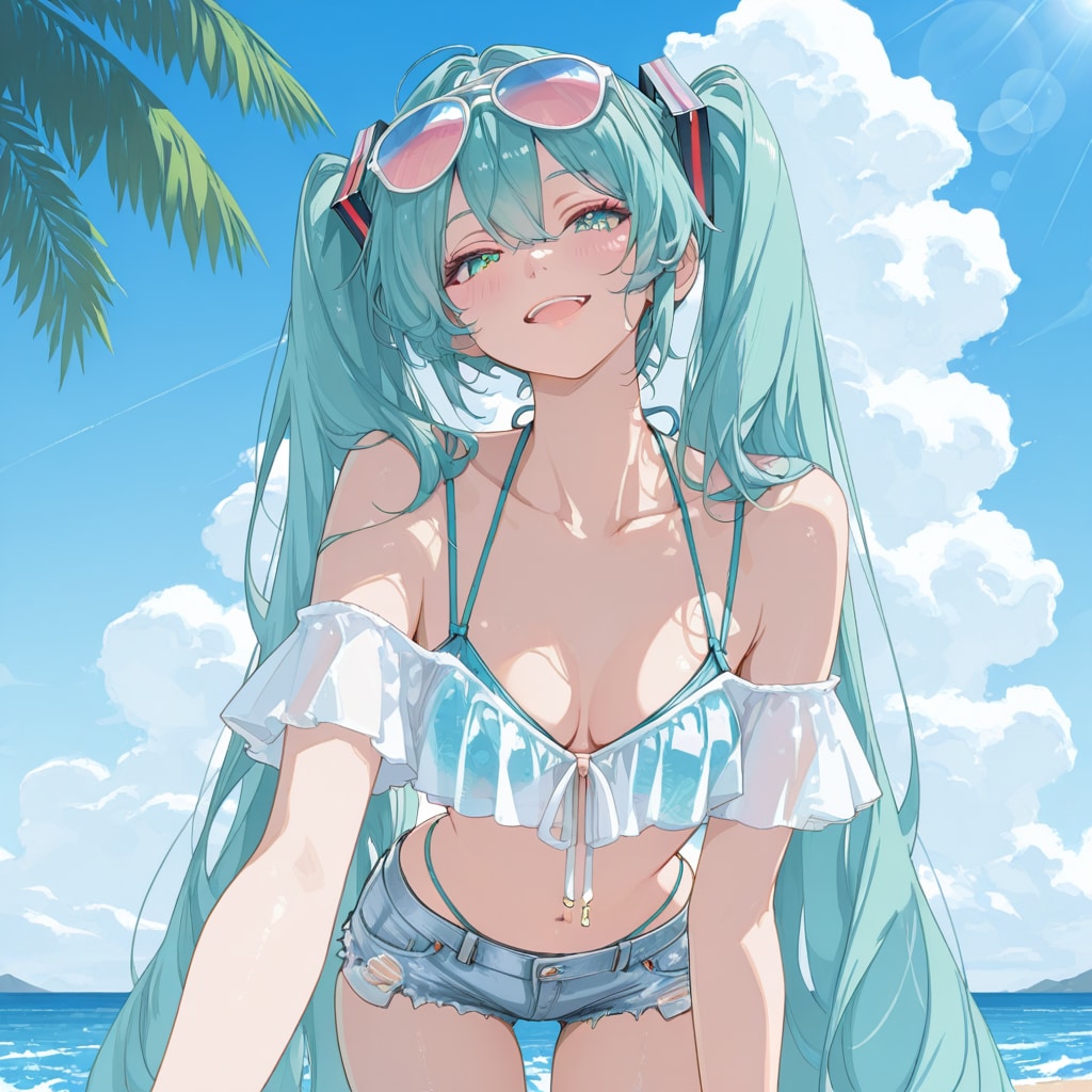 夏の浜辺にミクさん　APRICOT