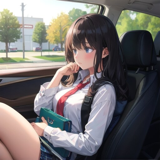 大人しく助手席に座ってるガール