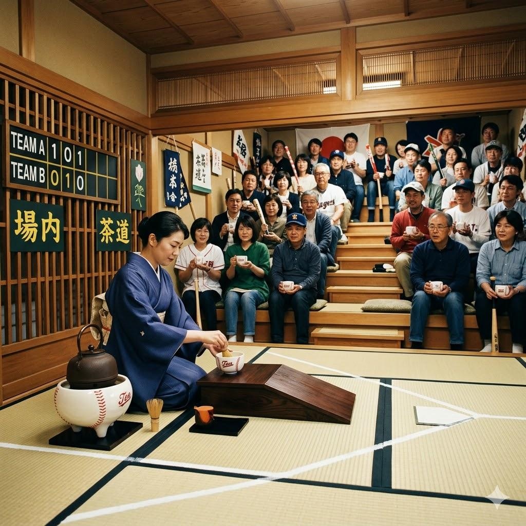 野球場っぽい茶道の部屋