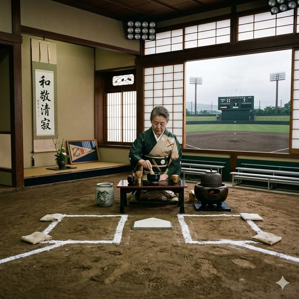 野球場っぽい茶道の部屋