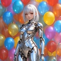 風船とメカ子 4枚目