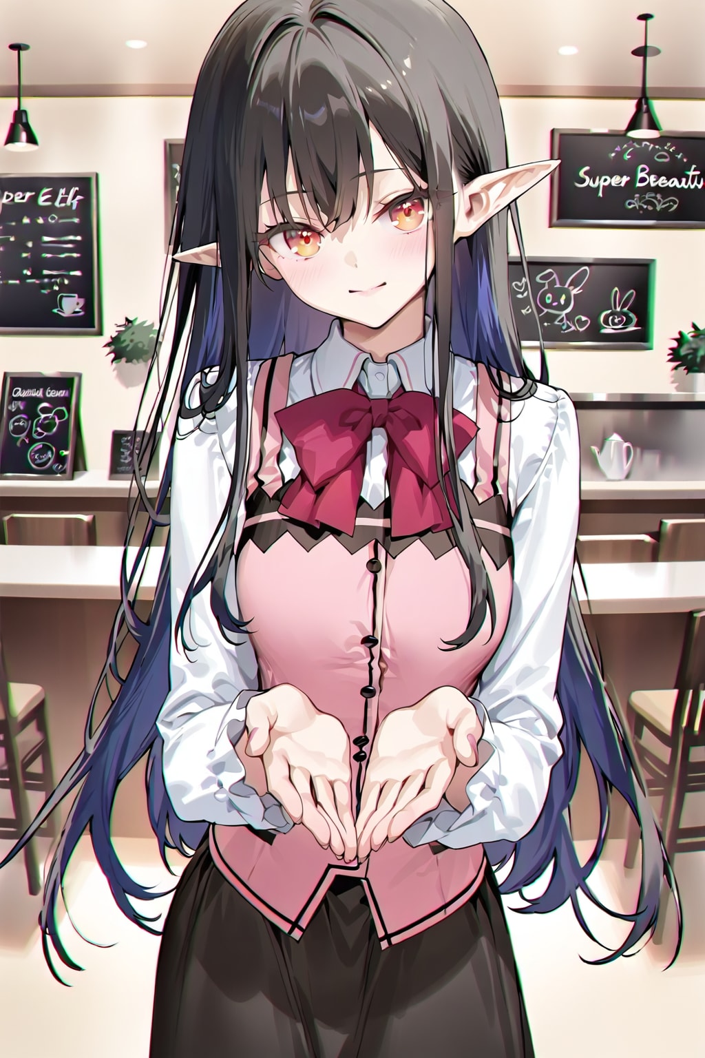 町のPRをするエルフの女の子