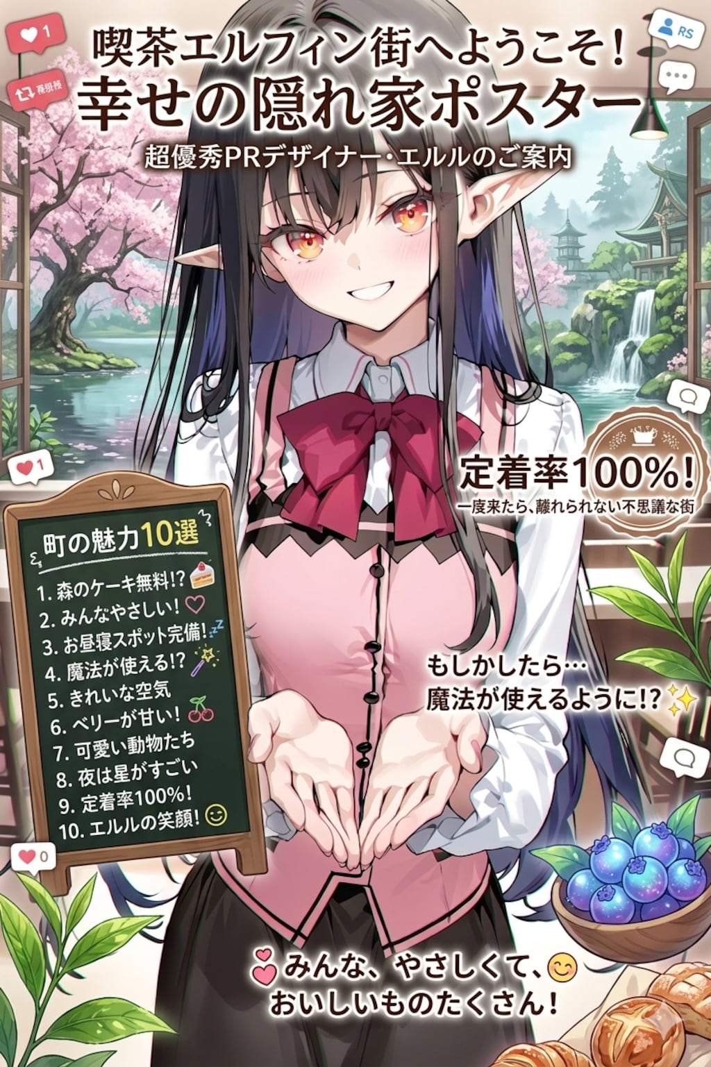 町のPRをするエルフの女の子