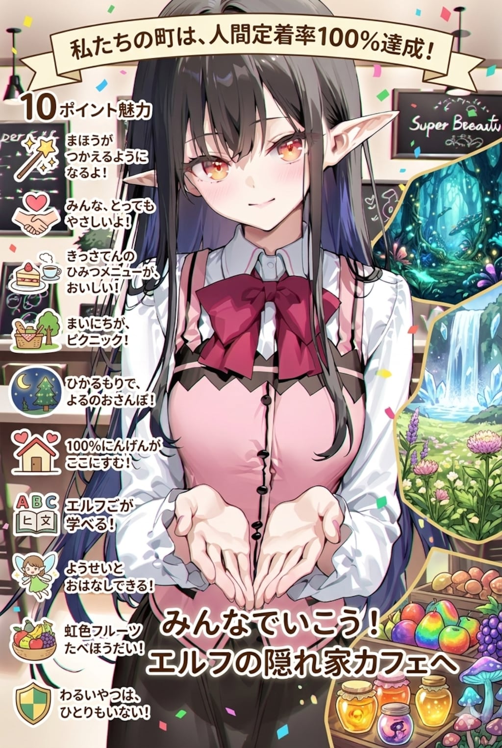 町のPRをするエルフの女の子