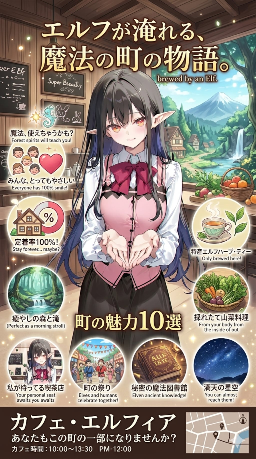 町のPRをするエルフの女の子