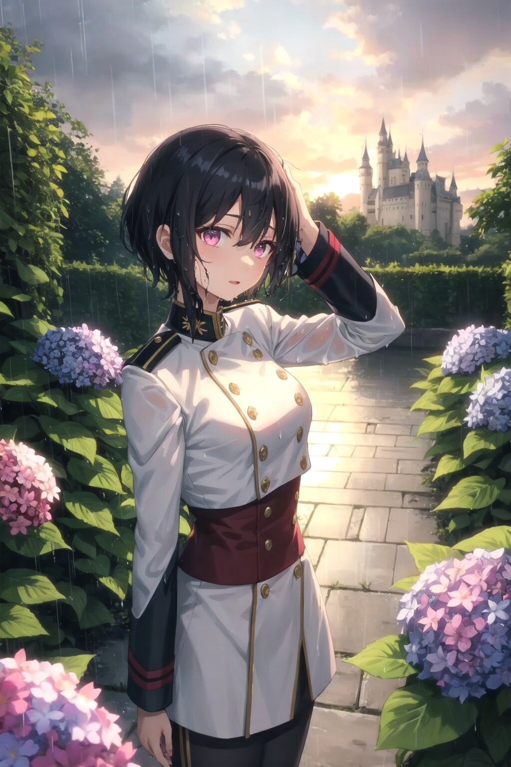 雨の中の女騎士