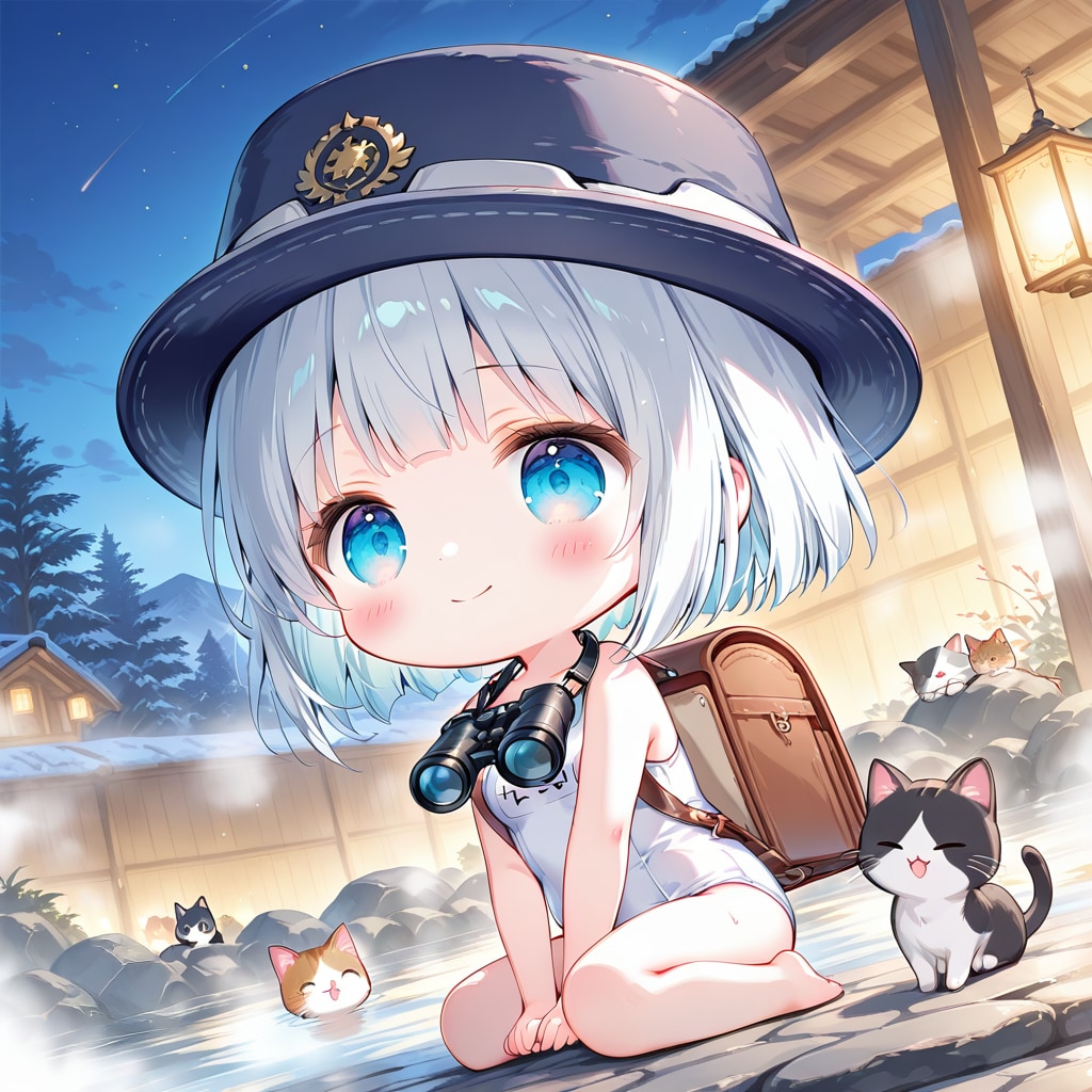 スク水探検隊、年末温泉旅行 | の人気AIイラスト・グラビア